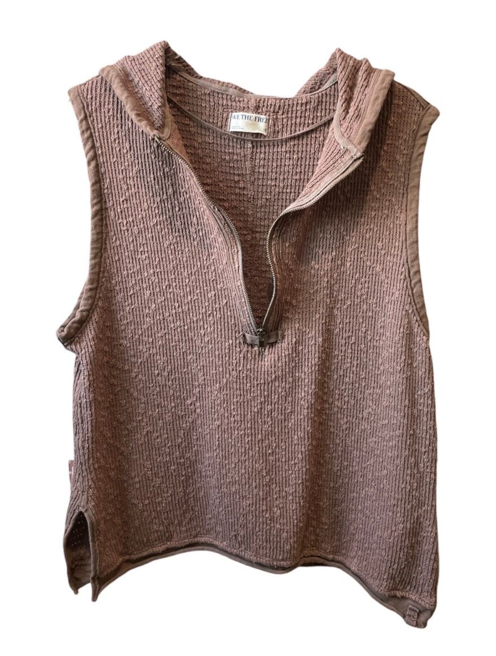 Free People We The Free Beach Day Hoodie Mauve Sleeveless Thermal Top M